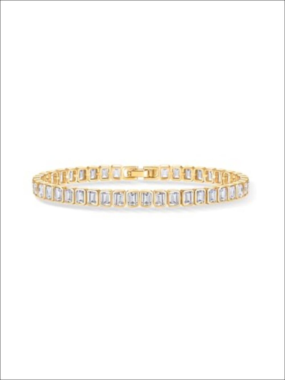 14K Gold Plated Tennis Bracelet Bezel Set CZ 6.5 Inches